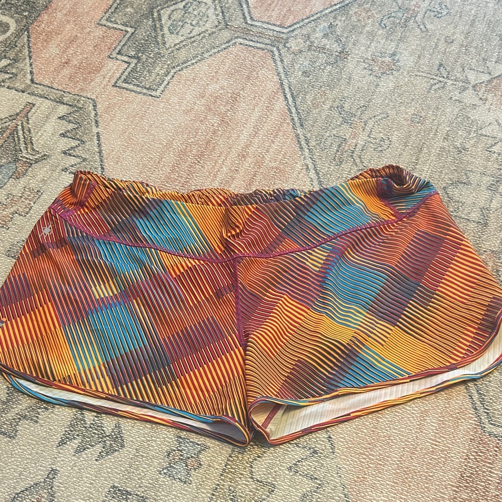 Smartwool Multicolor Striped Athletic Shorts — Orange, Blue, Yellow Xl